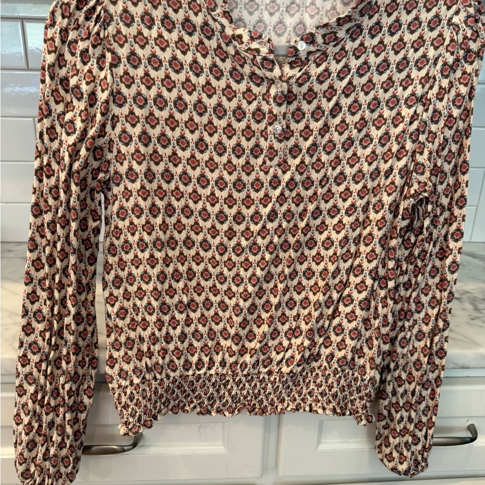 Mayoral Cream and Red Patterned Blouse